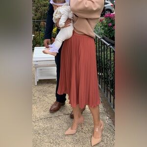 Kate Kasin High Waist Pleated A-Line Swing Skirt Womens Size Small